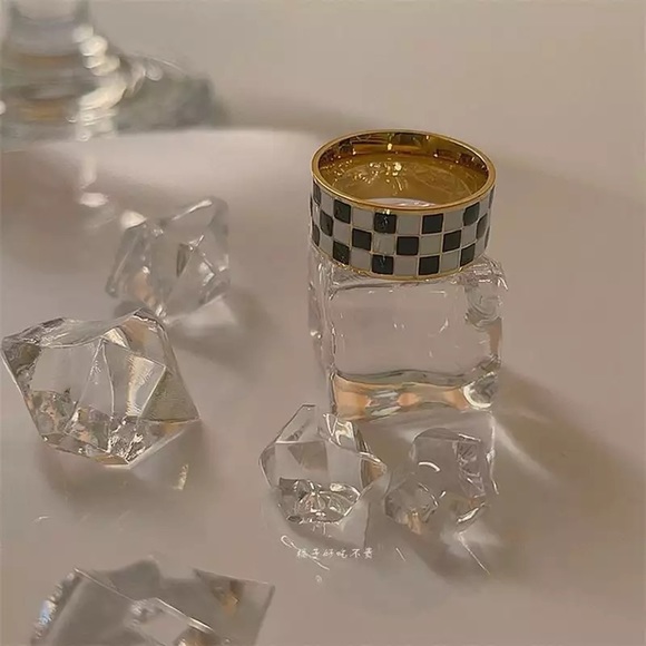 Vintage Jewelry - Korean Vintage Checkerboard Gingham Gold Ring Size 7